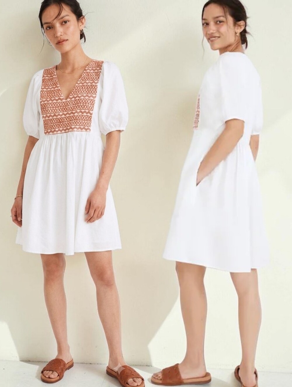 MADEWELL Cotton Embroidered Poplun Mini Dress - Size S